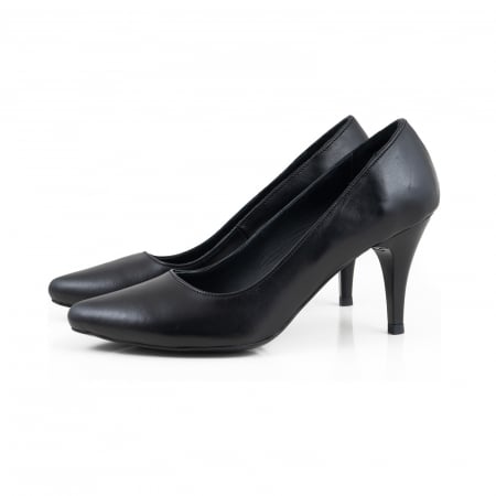 Pantofi stiletto  din piele naturala neagra [1]