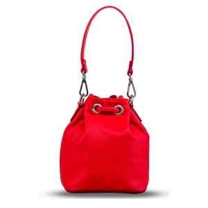 Poseta Kristy mini bucket  din piele naturala rosie [3]