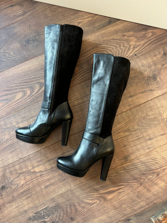 Cizme din piele neagra si piele intoarsa neagra [2]