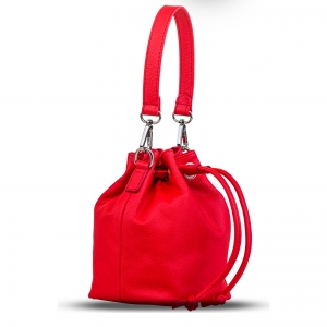 Poseta Kristy mini bucket  din piele naturala rosie [1]