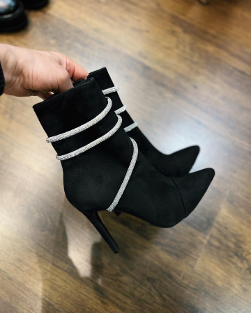 Botine Amina Crystal, din piele intoarsa neagra [1]