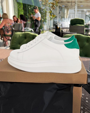 SNEAKERS - C127 sneakers white, green suede