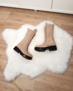 Combat Boots din piele intoarsa crem [0]