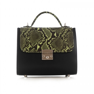 Posete - Poseta din piele negra si piele cu animal print