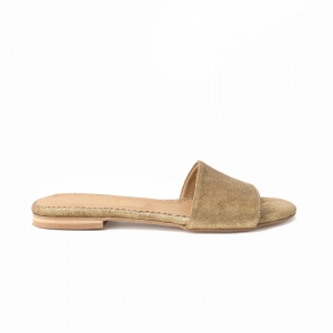Slapi - Flip flops din piele naturala auriu glitter