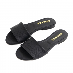 Flip flops din piele naturala neagra croco [4]