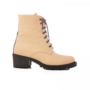 Bocanci - Bocanci cu siret, din piele beige