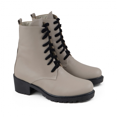 Bocanci cu siret, din piele naturala beige [1]
