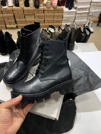 OUTLET TOAMNA-IARNA - Bocanci cu siret, din piele naturala bleomarin