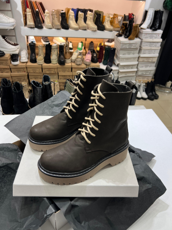 OUTLET TOAMNA-IARNA - Bocanci cu siret, din piele naturala nabuc