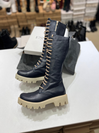 OUTLET TOAMNA-IARNA - Bocanci cu siret si talpa antiderapanta, din piele naturala bleomarin