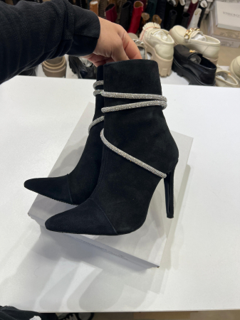 Botine Stiletto din piele naturala intoarsa neagra, cu toc de 10cm [2]