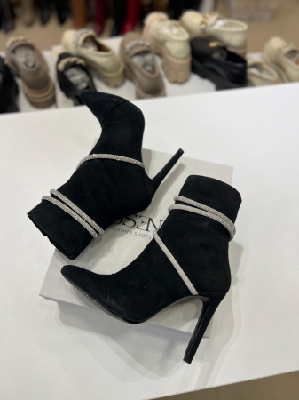 Botine Stiletto din piele naturala intoarsa neagra, cu toc de 10cm [1]