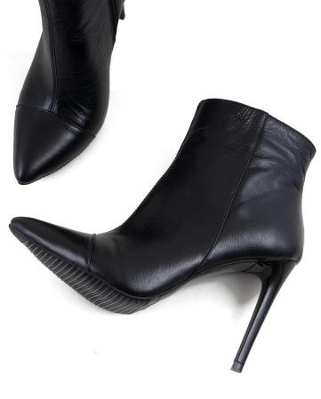 Botine Stiletto din piele naturala neagra, cu toc de 10cm [2]