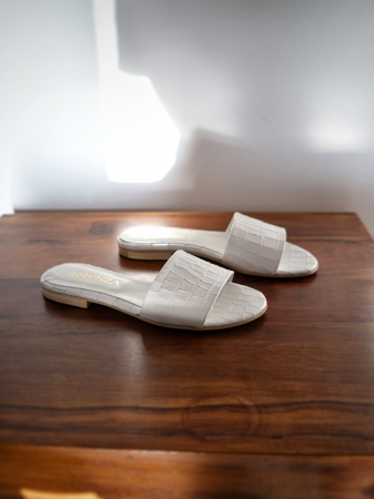 Sandale - Capri White Croco Slides