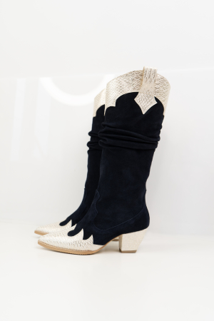 Ciocate cu pliuri,din piele intoarsa bleumarin si piele vu textura tip sarpe [2]