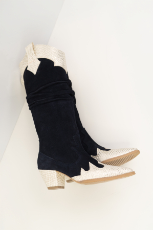 Ciocate cu pliuri,din piele intoarsa bleumarin si piele vu textura tip sarpe [3]