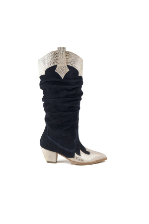 FEMEI - Ciocate cu pliuri,din piele intoarsa bleumarin si piele vu textura tip sarpe