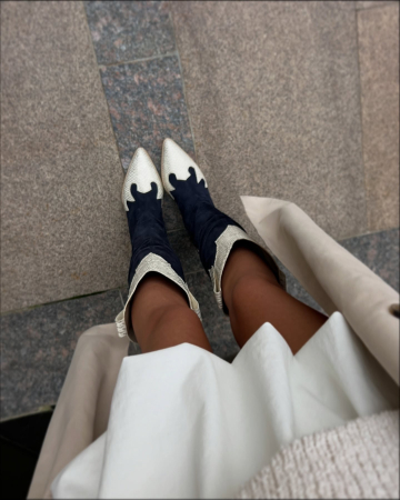 Ciocate cu pliuri,din piele intoarsa bleumarin si piele vu textura tip sarpe [6]