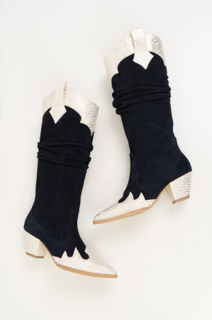 Ciocate cu pliuri,din piele intoarsa bleumarin si piele vu textura tip sarpe [1]