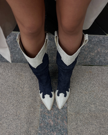 Ciocate cu pliuri,din piele intoarsa bleumarin si piele vu textura tip sarpe [5]