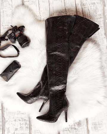 Black Croco  Stiletto Boots [6]