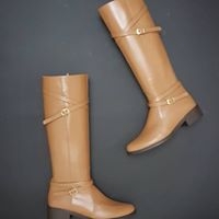 Cizme cu talpa joasa, din piele cognac [1]