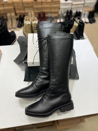 OUTLET TOAMNA-IARNA - Cizme cu talpa moderna, antiderapanta, cu varf patrat, din piele naturala neagra