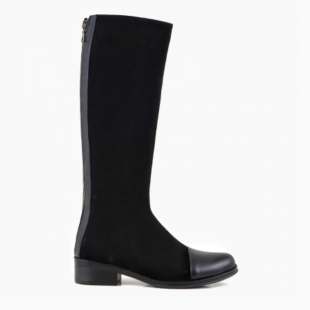 Cizme - Cizme din piele neagra si piele intoarsa neagra