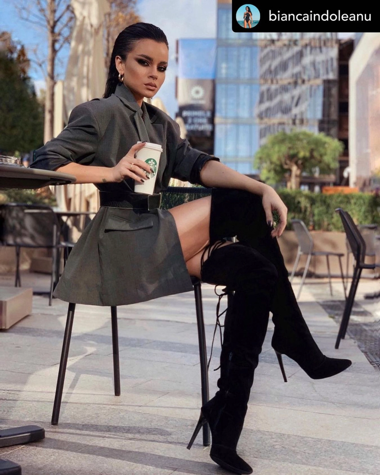 Cizme stiletto peste genunchi, din piele intoarsa neagra toc 10 cm [4]
