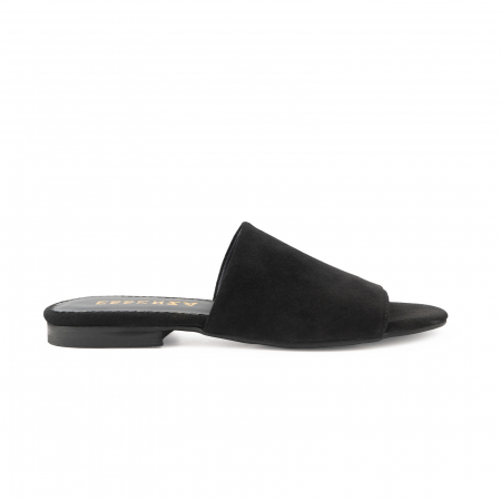 Slapi - Flip flops din piele intoarsa neagra