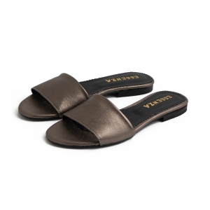 Flip flops din piele laminata bronz [2]