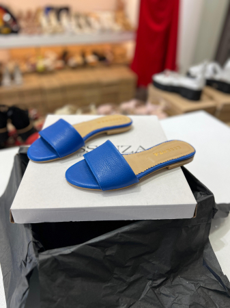 OUTLET PRIMAVARA-VARA - Flip flops din piele naturala albastru cobalt.