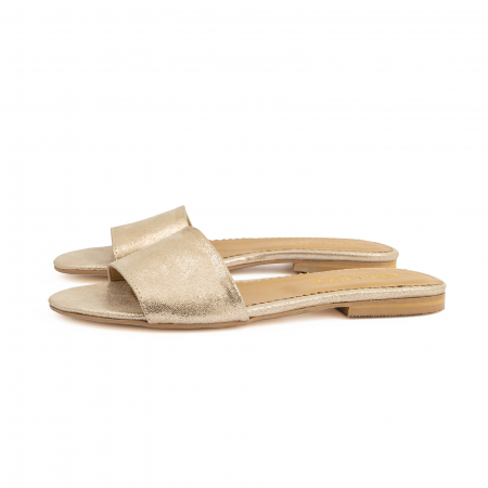 Flip flops din piele naturala auriu texturat [3]