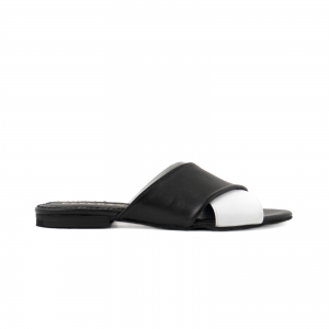 FEMEI - Flip flops din piele naturala neagra si alba