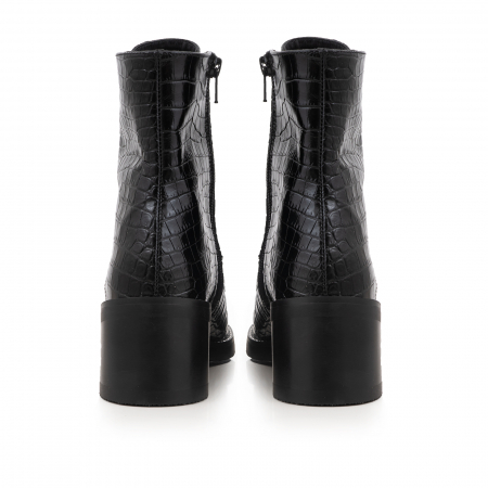 Ghete Brenda, cu siret, din piele naturala neagra cu aspect tip croco [4]