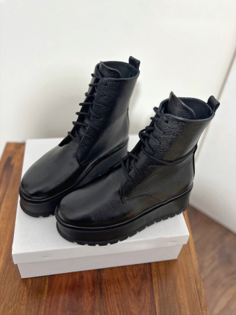 Ghete cu talpă groasă, din piele naturală bizonta neagra [3]