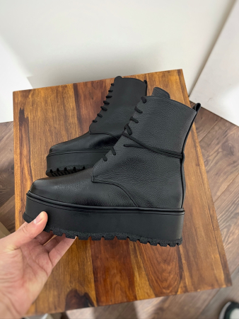 Ghete cu talpă groasă, din piele naturală bizonta neagra [2]