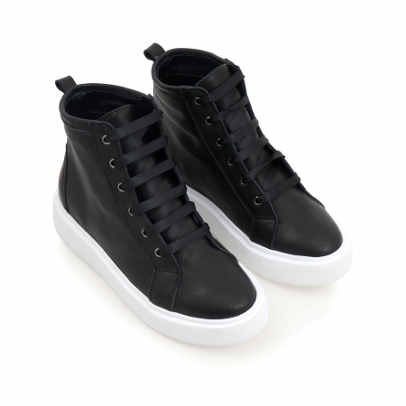 Ghete cu talpa groasa, din piele naturala neagra [2]