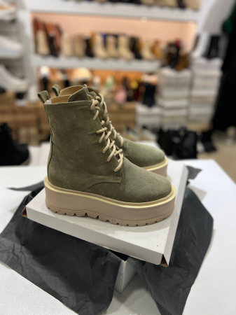 Ghete cu talpă groasă, realizati din piele naturală kaki [3]