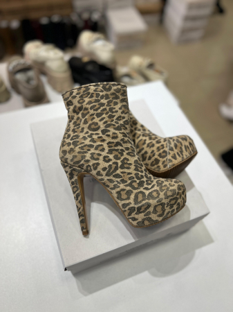 Ghete din piele naturala, animal print tip leopard,cu toc stiletto si platou interior [4]