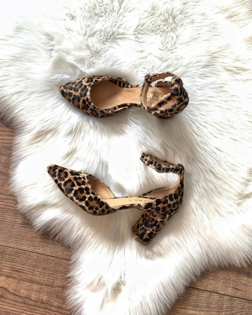 Pantofi cu decupaj si bareta la calcai, din piele de ponei cu animal print [1]
