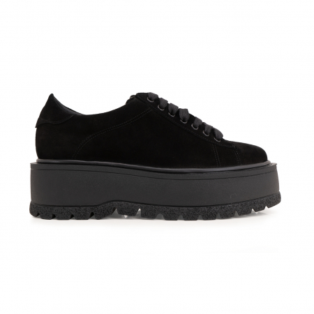 Pantofi - Pantofi cu talpă groasă, realizati din piele naturala intoarsa, neagra