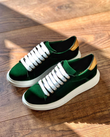 SNEAKERS - c127 Sneakers green velvet gold edition