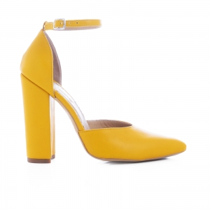 Pantofi - Pantofi din piele naturala de culoare galben