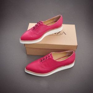 Casual - Pantofi oxford, din piele ciclam