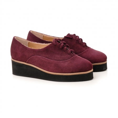 Pantofi oxford, din piele intoarsa mov [1]