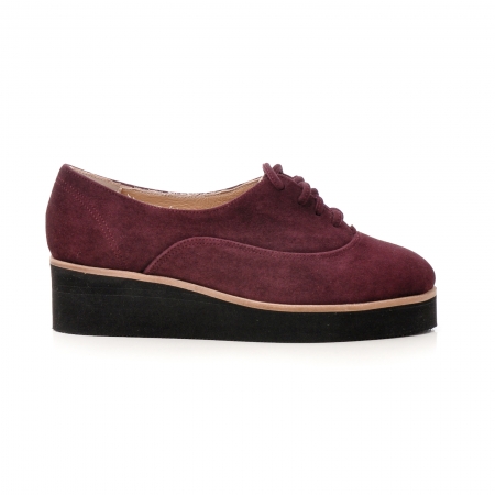 Pantofi - Pantofi oxford, din piele intoarsa mov