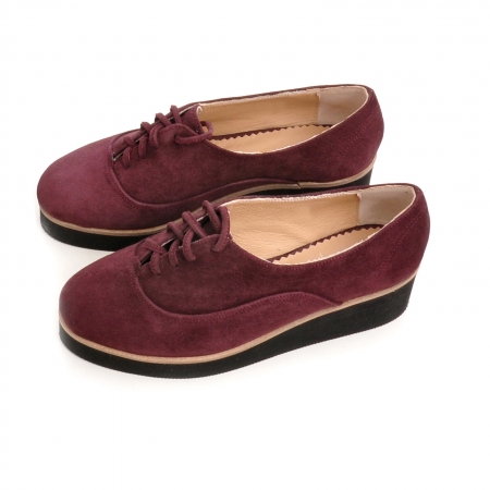 Pantofi oxford, din piele intoarsa mov [2]