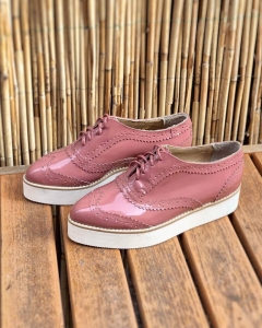 Casual - Pantofi oxford din piele lacuita somon